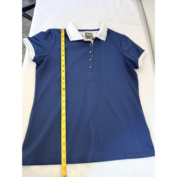 Izod Golf  Womens Polo Shirt Medium Navy 1/4 Zip Short Sleeve - Picture 8 of 15